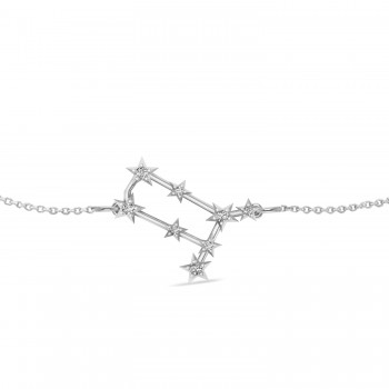 Diamond Gemini Zodiac Constellation Star Bracelet 14k White Gold (0.12ct)