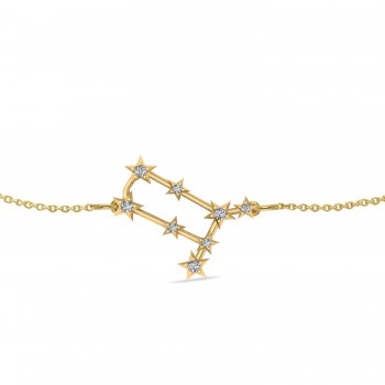 Diamond Gemini Zodiac Constellation Star Bracelet 14k Yellow Gold (0.12ct)