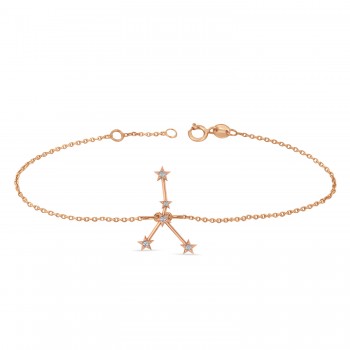 Diamond Cancer Zodiac Constellation Star Bracelet 14k Rose Gold (0.09ct)