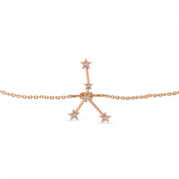 Diamond Cancer Zodiac Constellation Star Bracelet 14k Rose Gold (0.09ct)