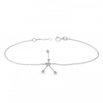 Diamond Cancer Zodiac Constellation Star Bracelet 14k White Gold (0.09ct)