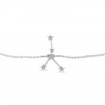 Diamond Cancer Zodiac Constellation Star Bracelet 14k White Gold (0.09ct)