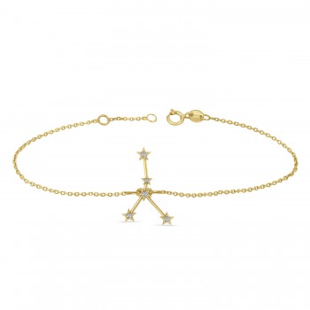 Diamond Cancer Zodiac Constellation Star Bracelet 14k Yellow Gold (0.09ct)