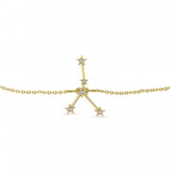 Diamond Cancer Zodiac Constellation Star Bracelet 14k Yellow Gold (0.09ct)