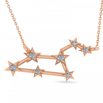 Diamond Leo Zodiac Constellation Star Necklace 14k Rose Gold (0.10ct)