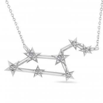 Diamond Leo Zodiac Constellation Star Necklace 14k White Gold (0.10ct)