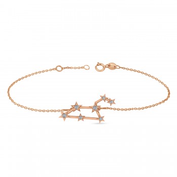 Diamond Leo Zodiac Constellation Star Bracelet 14k Rose Gold (0.10ct)