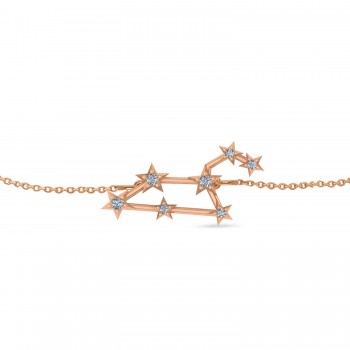 Diamond Leo Zodiac Constellation Star Bracelet 14k Rose Gold (0.10ct)
