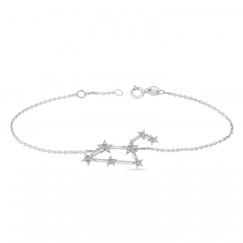 Diamond Leo Zodiac Constellation Star Bracelet 14k White Gold (0.10ct)