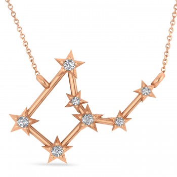 Diamond Virgo Zodiac Constellation Star Necklace 14k Rose Gold (0.11ct)