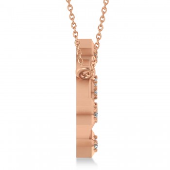 Diamond Virgo Zodiac Constellation Star Necklace 14k Rose Gold (0.11ct)