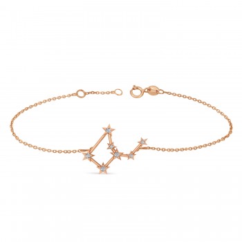 Diamond Virgo Zodiac Constellation Star Bracelet 14k Rose Gold (0.11ct)