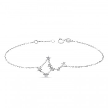 Diamond Virgo Zodiac Constellation Star Bracelet 14k White Gold (0.11ct)