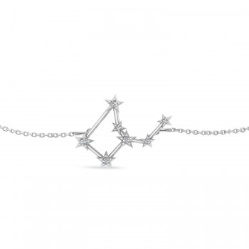 Diamond Virgo Zodiac Constellation Star Bracelet 14k White Gold (0.11ct)