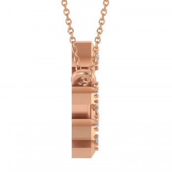 Diamond Libra Zodiac Constellation Star Necklace 14k Rose Gold (0.08ct)