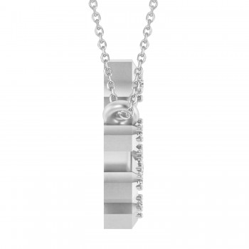 Diamond Libra Zodiac Constellation Star Necklace 14k White Gold (0.08ct)