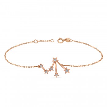 Diamond Libra Zodiac Constellation Star Bracelet 14k Rose Gold (0.08ct)