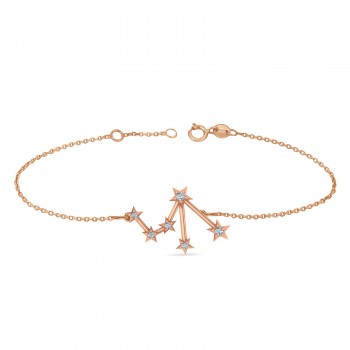 Diamond Libra Zodiac Constellation Star Bracelet 14k Rose Gold (0.08ct)