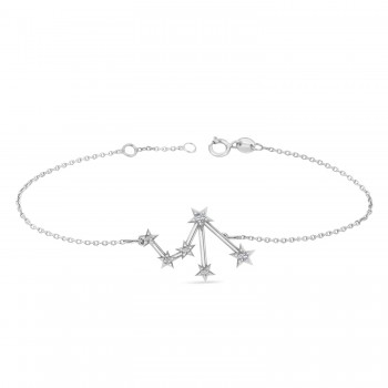 Diamond Libra Zodiac Constellation Star Bracelet 14k White Gold (0.08ct)