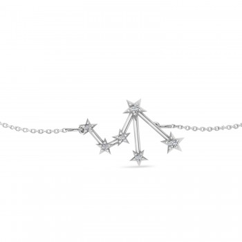 Diamond Libra Zodiac Constellation Star Bracelet 14k White Gold (0.08ct)