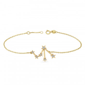 Diamond Libra Zodiac Constellation Star Bracelet 14k Yellow Gold (0.08ct)