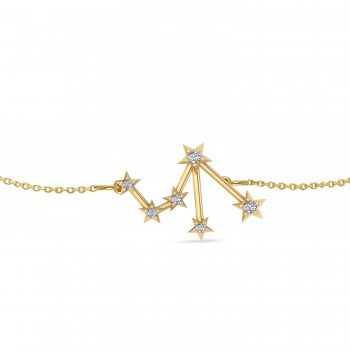 Diamond Libra Zodiac Constellation Star Bracelet 14k Yellow Gold (0.08ct)