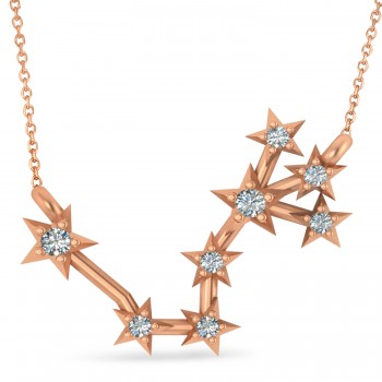 Diamond Scorpio Zodiac Constellation Star Necklace 14k Rose Gold (0.10ct)