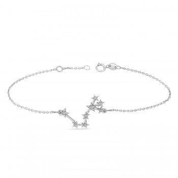 Diamond Scorpio Zodiac Constellation Star Bracelet 14k White Gold (0.10ct)