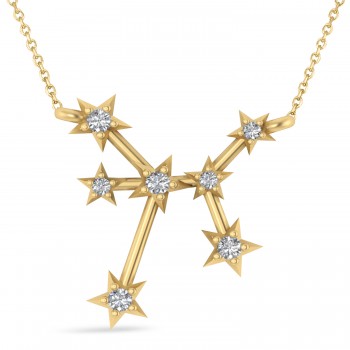 Diamond Sagittarius Zodiac Constellation Star Necklace 14k Yellow Gold (0.11ct)