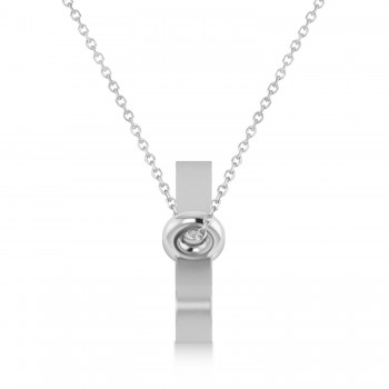 Aries Zodiac Text Pendant Necklace 14k White Gold