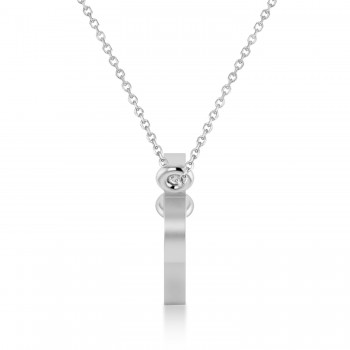 Capricorn Zodiac Text Pendant Necklace 14k White Gold