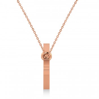 Aquarius Zodiac Text Pendant Necklace 14k Rose Gold