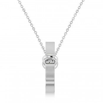 Taurus Zodiac Text Pendant Necklace 14k White Gold