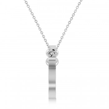 Gemini Zodiac Text Pendant Necklace 14k White Gold