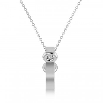 Cancer Zodiac Text Pendant Necklace 14k White Gold