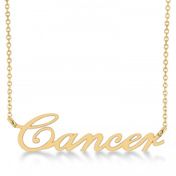 Cancer Zodiac Text Pendant Necklace 14k Yellow Gold