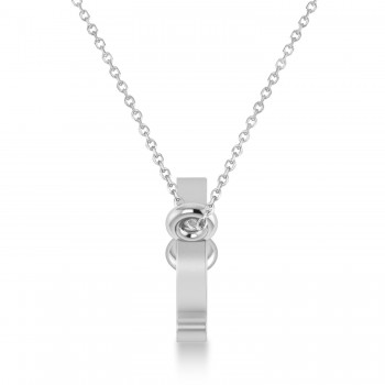 Leo Zodiac Text Pendant Necklace 14k White Gold