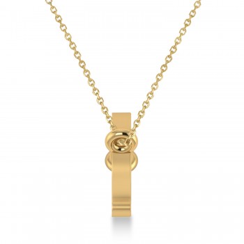 Leo Zodiac Text Pendant Necklace 14k Yellow Gold