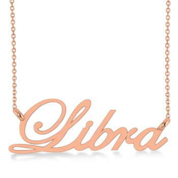 Libra Zodiac Text Pendant Necklace 14k Rose Gold
