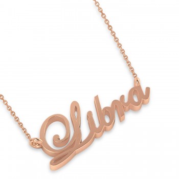 Libra Zodiac Text Pendant Necklace 14k Rose Gold