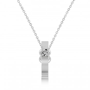 Libra Zodiac Text Pendant Necklace 14k White Gold