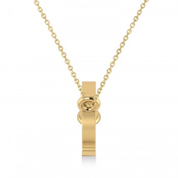Libra Zodiac Text Pendant Necklace 14k Yellow Gold