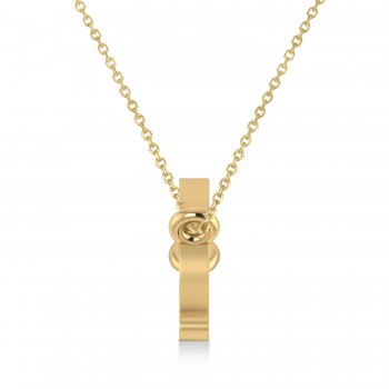 Libra Zodiac Text Pendant Necklace 14k Yellow Gold