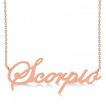 Scorpio Zodiac Text Pendant Necklace 14k Rose Gold