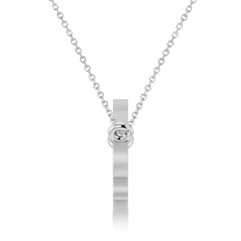 Scorpio Zodiac Text Pendant Necklace 14k White Gold