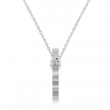 Sagittarius Zodiac Text Pendant Necklace 14k White Gold