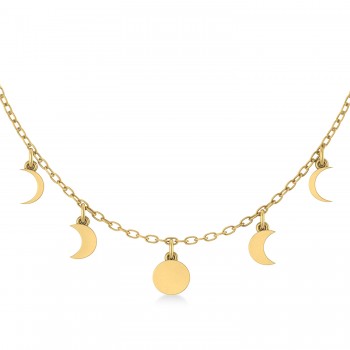 Multi-Moon Phase Pendant Necklace 14k Yellow Gold