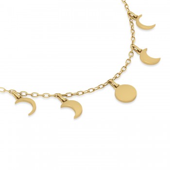 Multi-Moon Phase Pendant Necklace 14k Yellow Gold