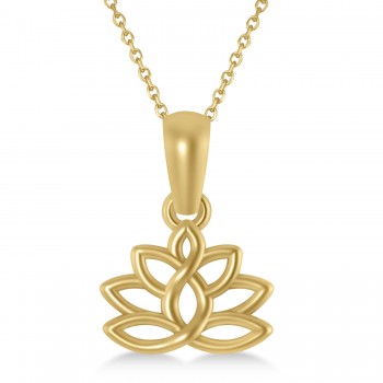 Lotus Flower Pendant Necklace 14k Yellow Gold