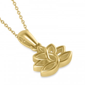 Lotus Flower Pendant Necklace 14k Yellow Gold